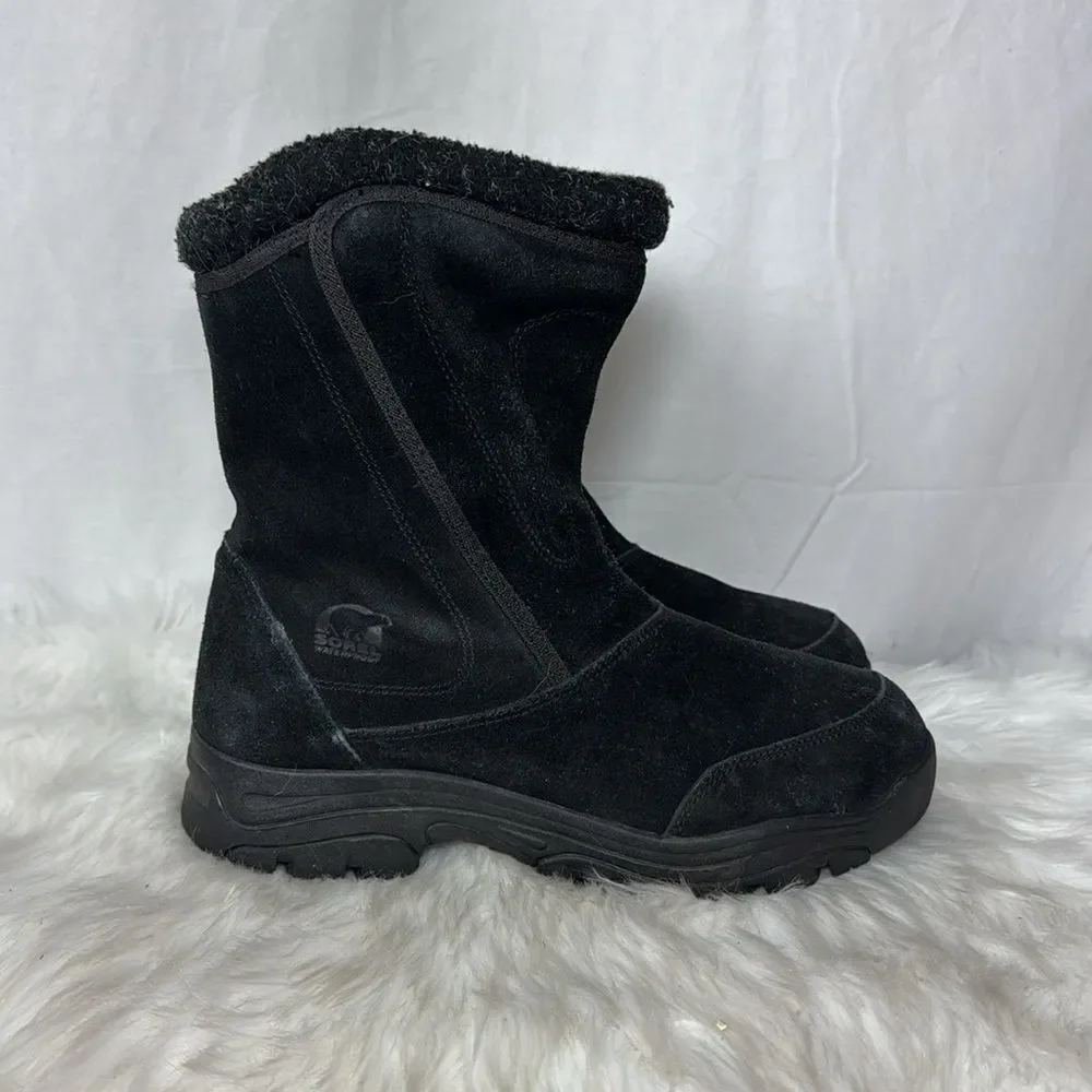 Sorel Waterfall Women’s Black Winter Boots Suede‎ Sz 10